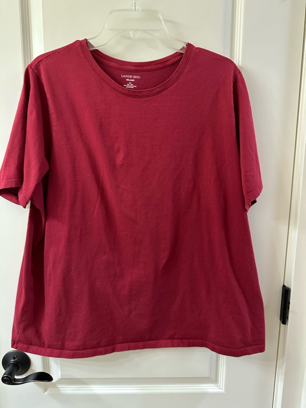 Lands' End Relaxed Crewneck Tee in Raspberry Red